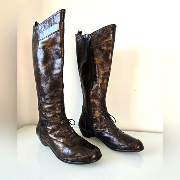 Shoes - JOSE SAENZ bronze and brown strampunk metallic tall boots. Size 39 ( 8-8.5)